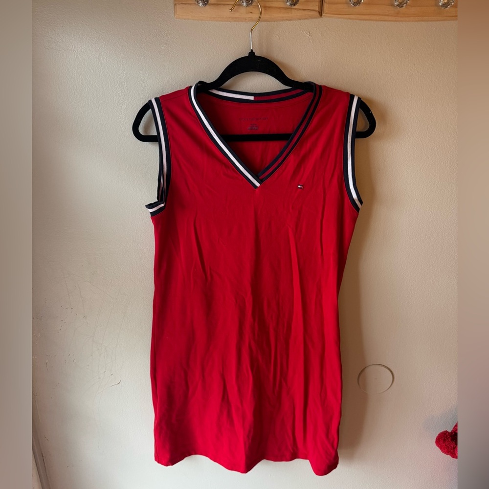 Tommy Hilfiger Red Sleeveless V-Neck Dress